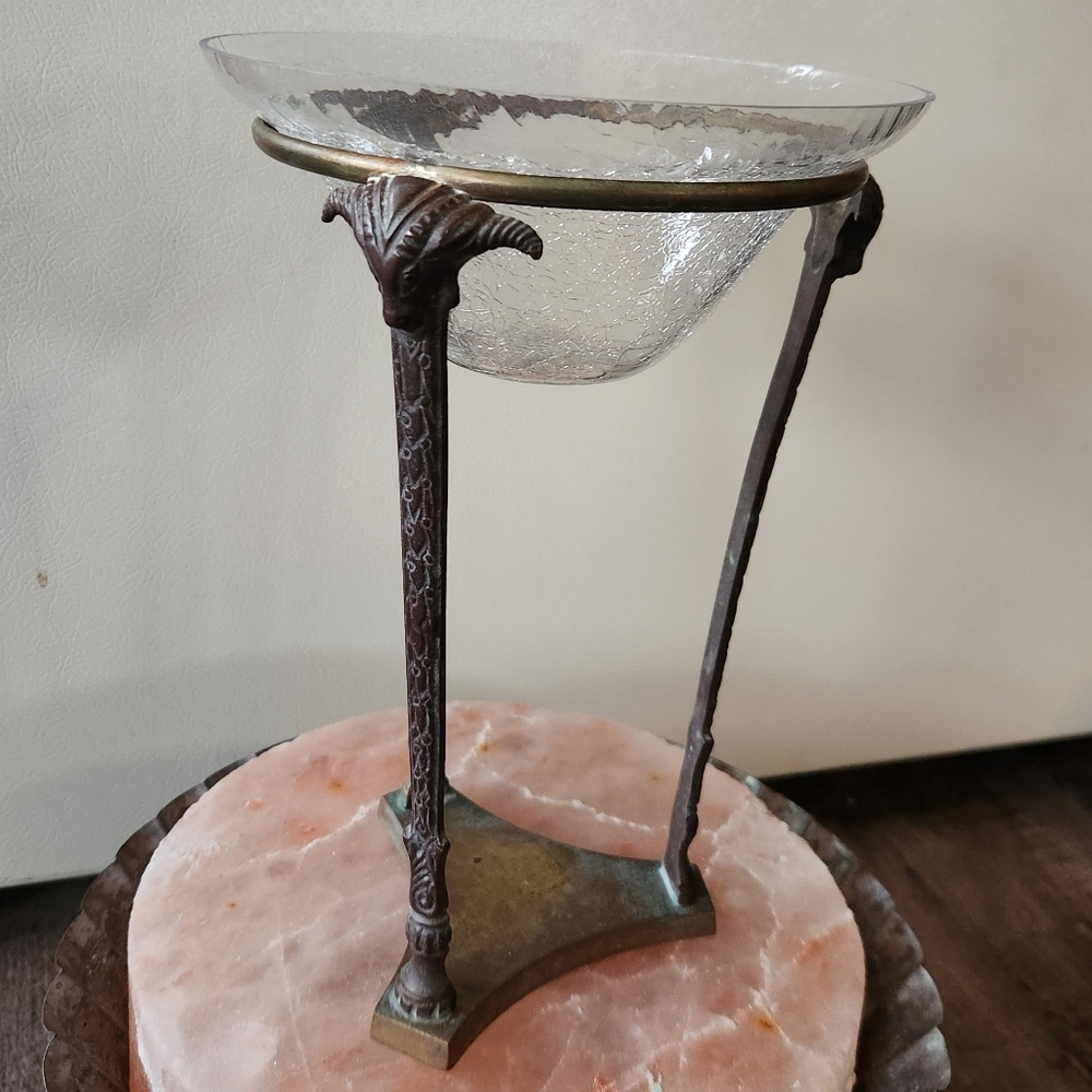 Vintage Pier 1 Brass Baphomet Ram's Head Pedestal Bowl